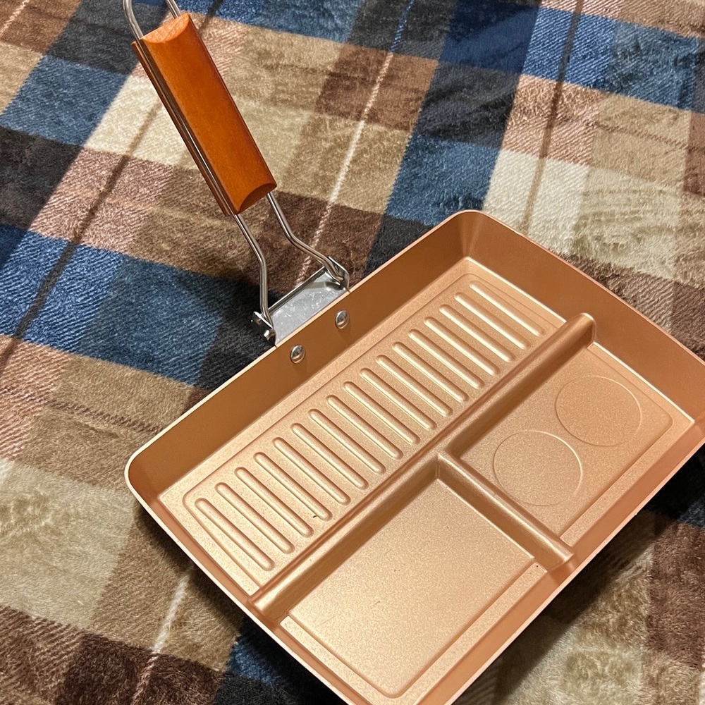 Copper Nonstick Multi-Section Fry Pan with Wood Handle